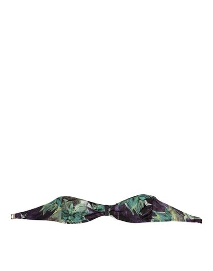 Dolce & Gabbana Purple Green Leaf Print Bandeau Swimwear Underwear