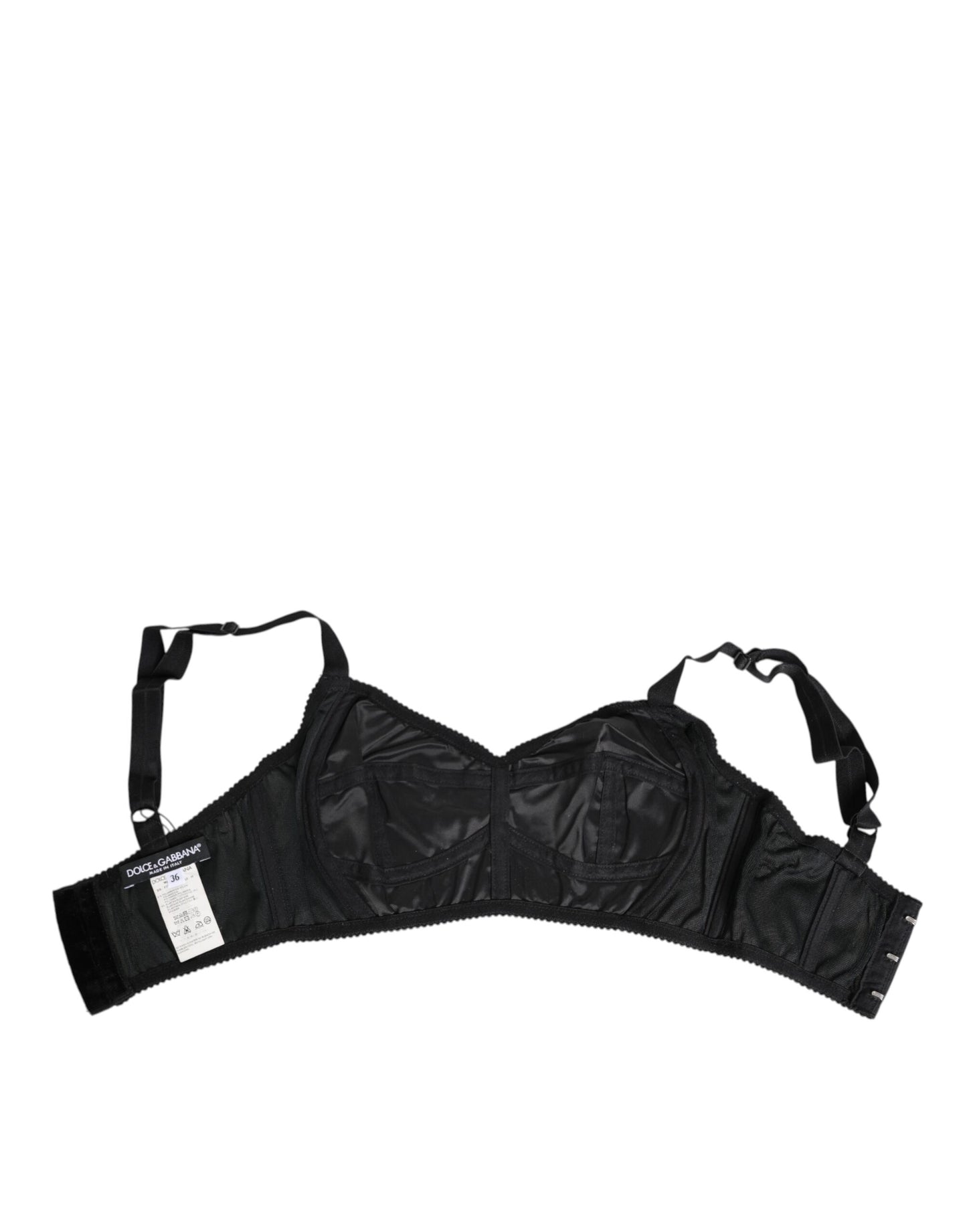Dolce & Gabbana Black Stretch Nylon Bustier Bra Underwear