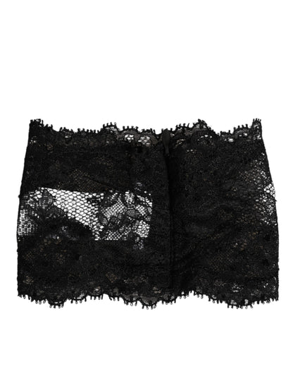 Dolce & Gabbana Black Lace Bandeau Bustier Top Sheer Stretch Underwear