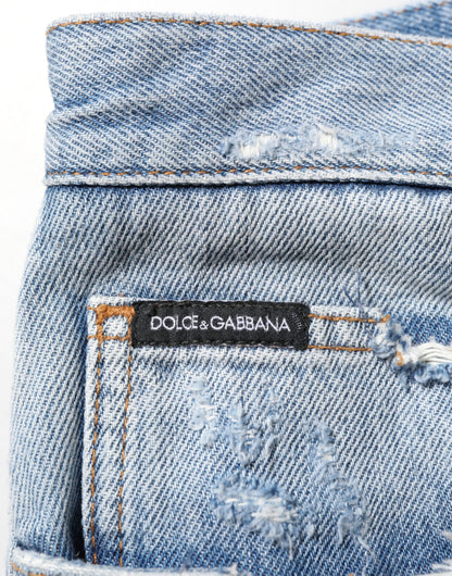 Dolce & Gabbana Blue Distressed Ripped Denim Trouser Jeans