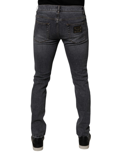 Dolce & Gabbana Dark Gray Cotton Stretch Skinny Denim Jeans