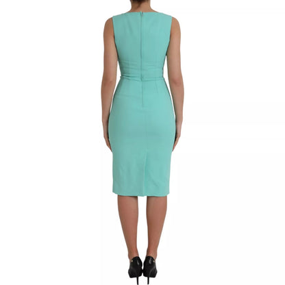 Dolce & Gabbana Green Viscose Sleeveless Sheath Midi Dress