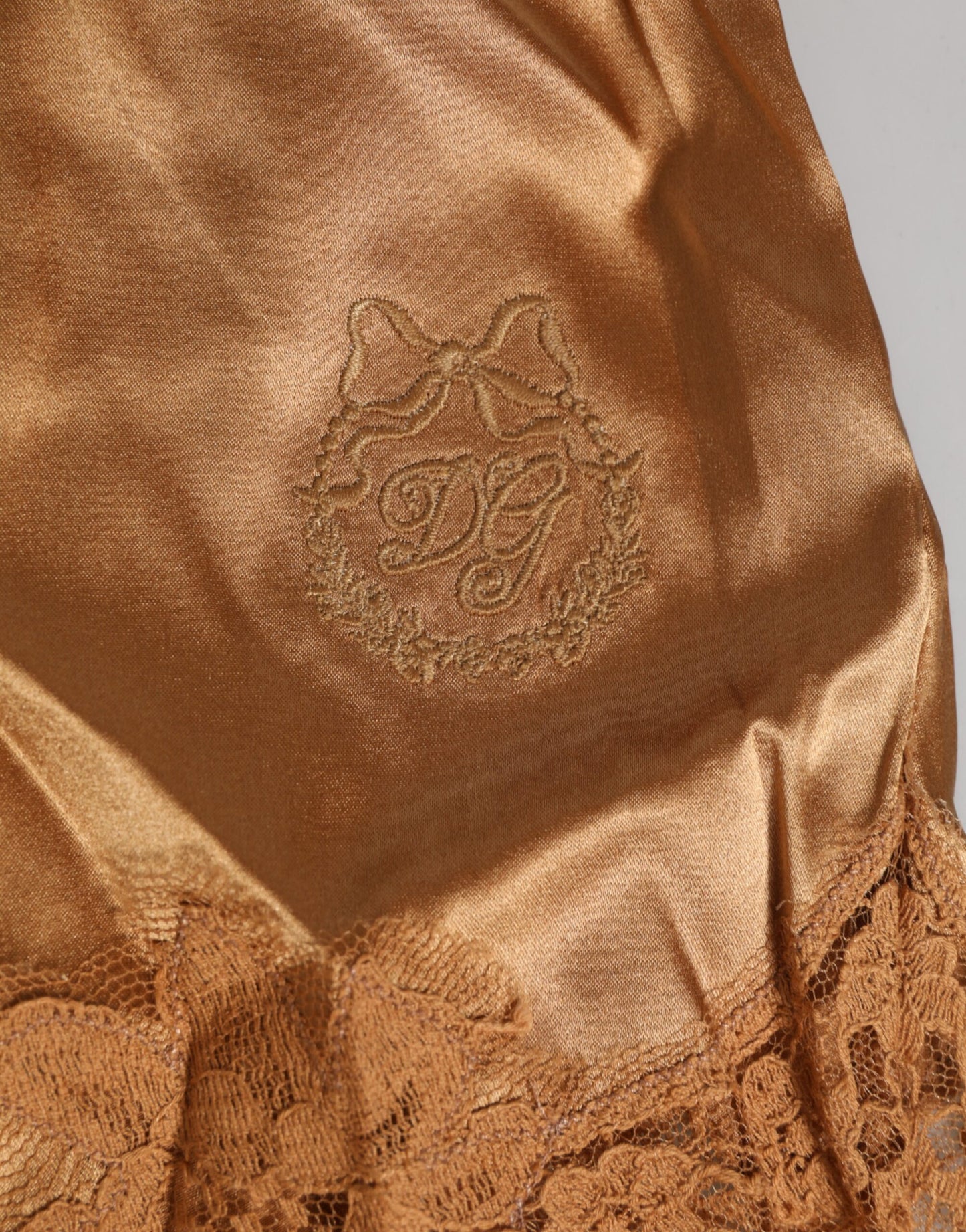 Dolce & Gabbana Brown Silk Satin Floral Lace Shorts Underwear