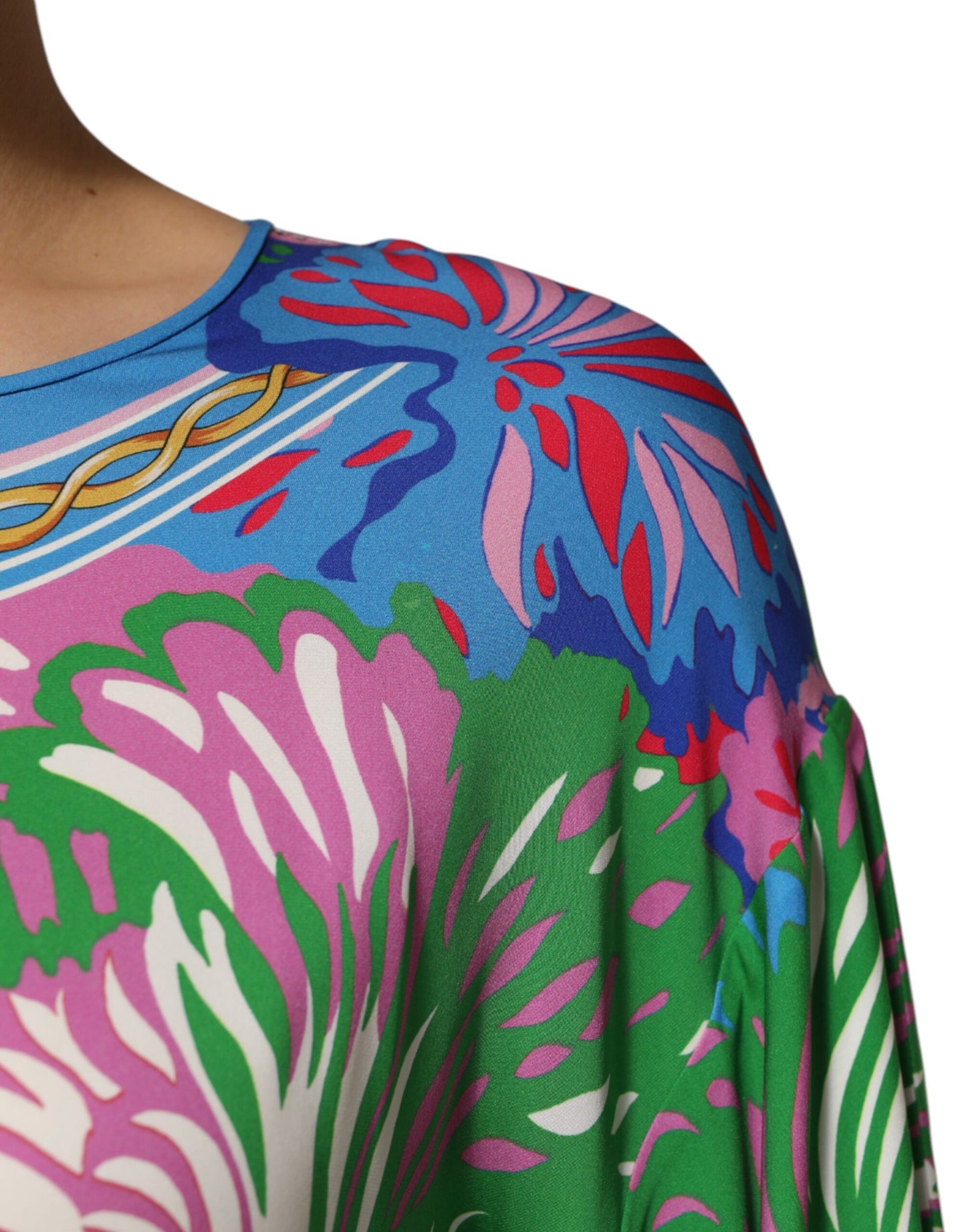 Dolce & Gabbana Multicolor Floral Print Silk Blouse Tunic Top