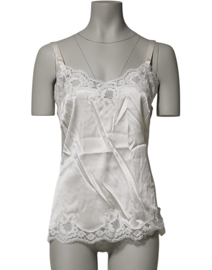 Dolce & Gabbana Off White Floral Lace Tank Lingerie Top Underwear