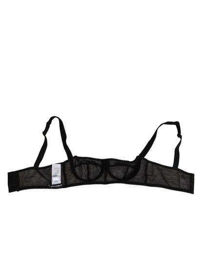 Dolce & Gabbana Black Floral Underwired Balconette Bra Underwear