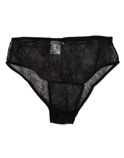 Dolce & Gabbana Black Nylon Stretch High Waist Panty Underwear