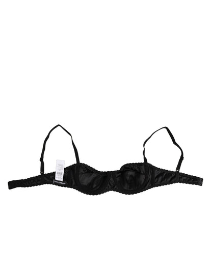 Dolce & Gabbana Black Silk Underwired Balconette Bra Underwear