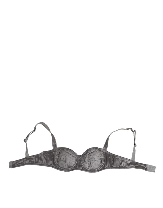 Dolce & Gabbana Gray Silk Underwired Balconette Bra Underwear