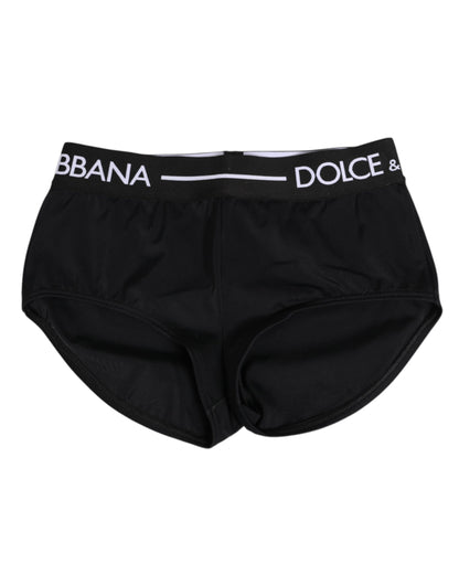 Dolce & Gabbana Black Nylon Logo Waistband Shorts Underwear