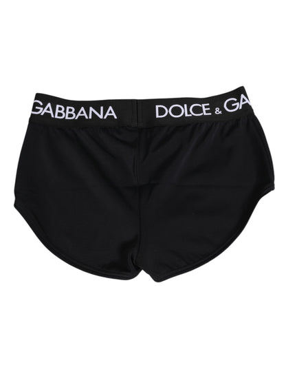 Dolce & Gabbana Black Nylon Logo Waistband Shorts Underwear
