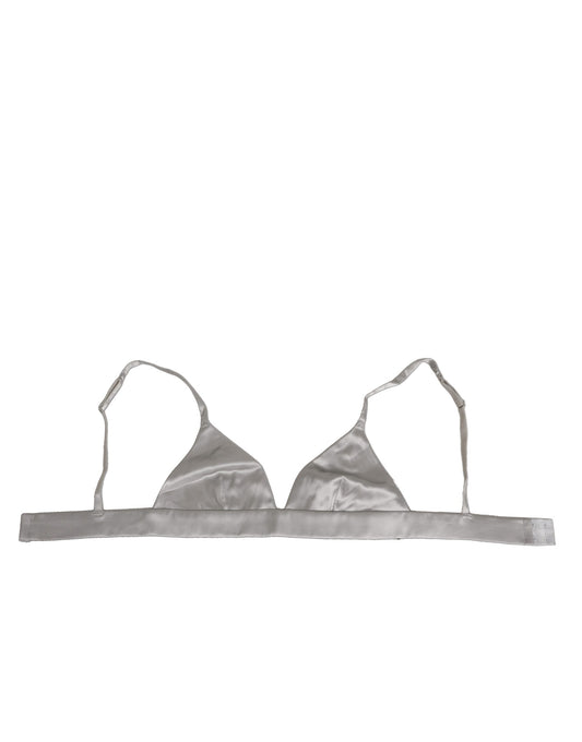 Dolce & Gabbana Gray Silk Satin Triangle Soft Cup Bra Underwear