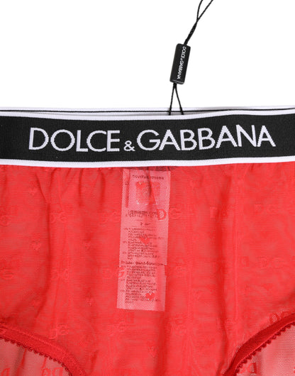 Dolce & Gabbana Red Nylon Logo Waistband Brief Panty Underwear