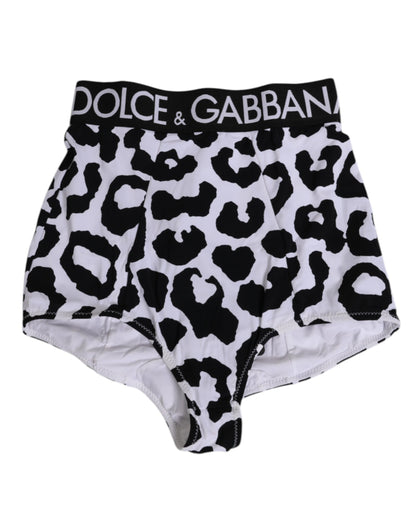 Dolce & Gabbana White Leopard Nylon High Waist Girdle Underwear