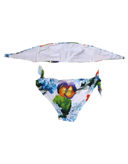 Dolce & Gabbana White Floral Swimsuit 2 Piece Top Bottom Swimwear