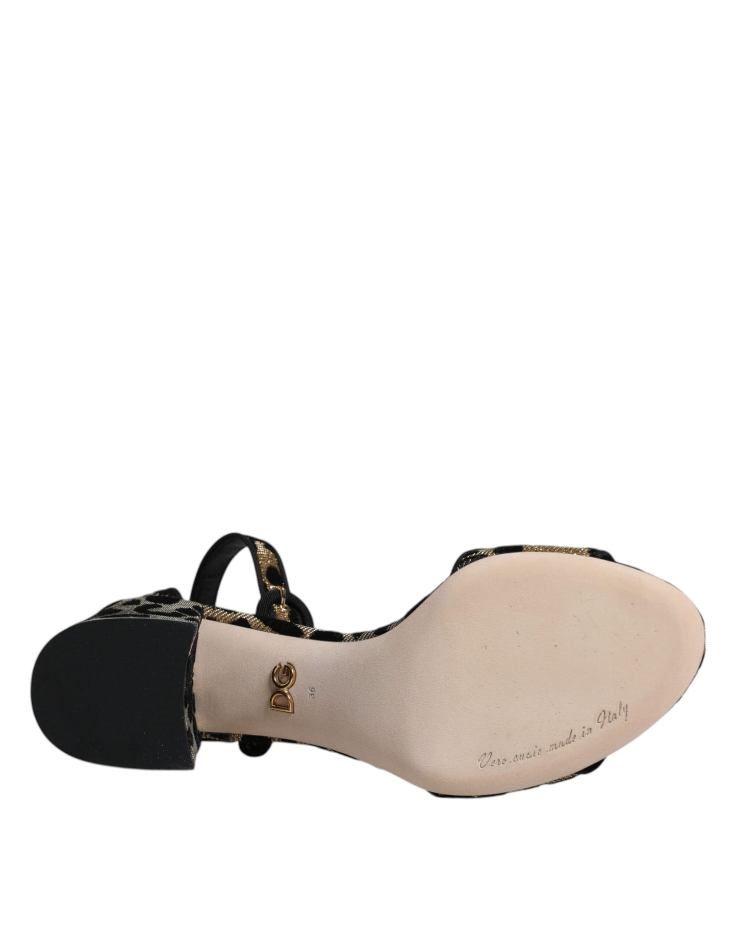 Dolce & Gabbana Gold Leopard Ankle Strap Heels Sandals Shoes