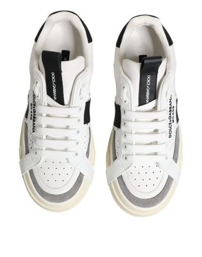 Dolce & Gabbana White Leather Custom 2.Zero Sneakers Shoes