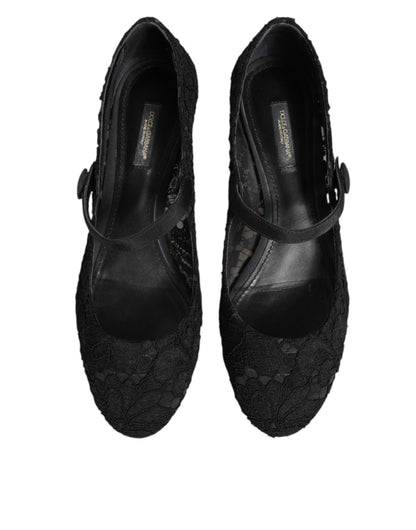 Dolce & Gabbana Black Vally Taormina Floral Lace Pumps Shoes