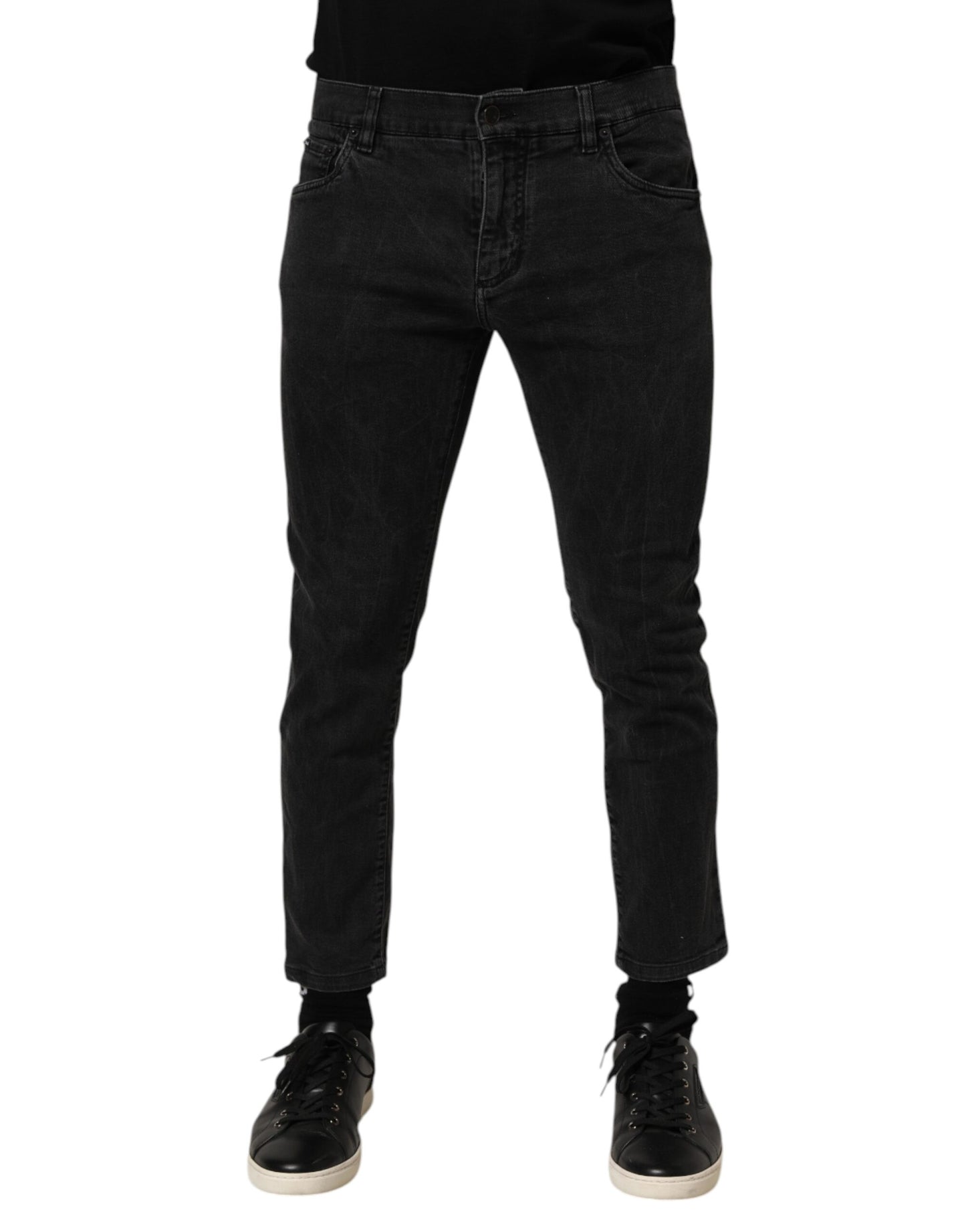 Dolce & Gabbana Dark Gray Cotton Stretch Denim Trouser Jeans