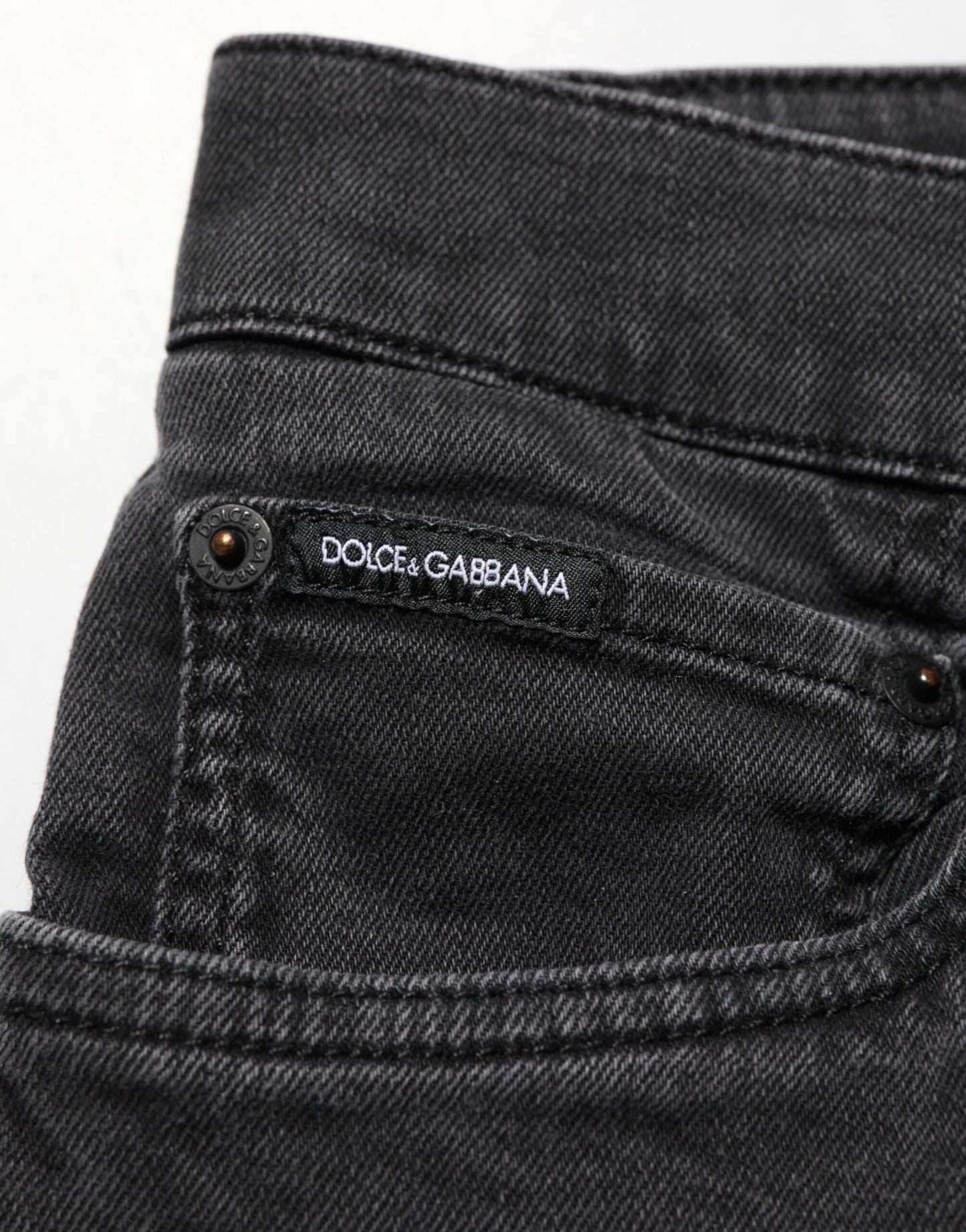 Dolce & Gabbana Dark Gray Cotton Stretch Denim Trouser Jeans