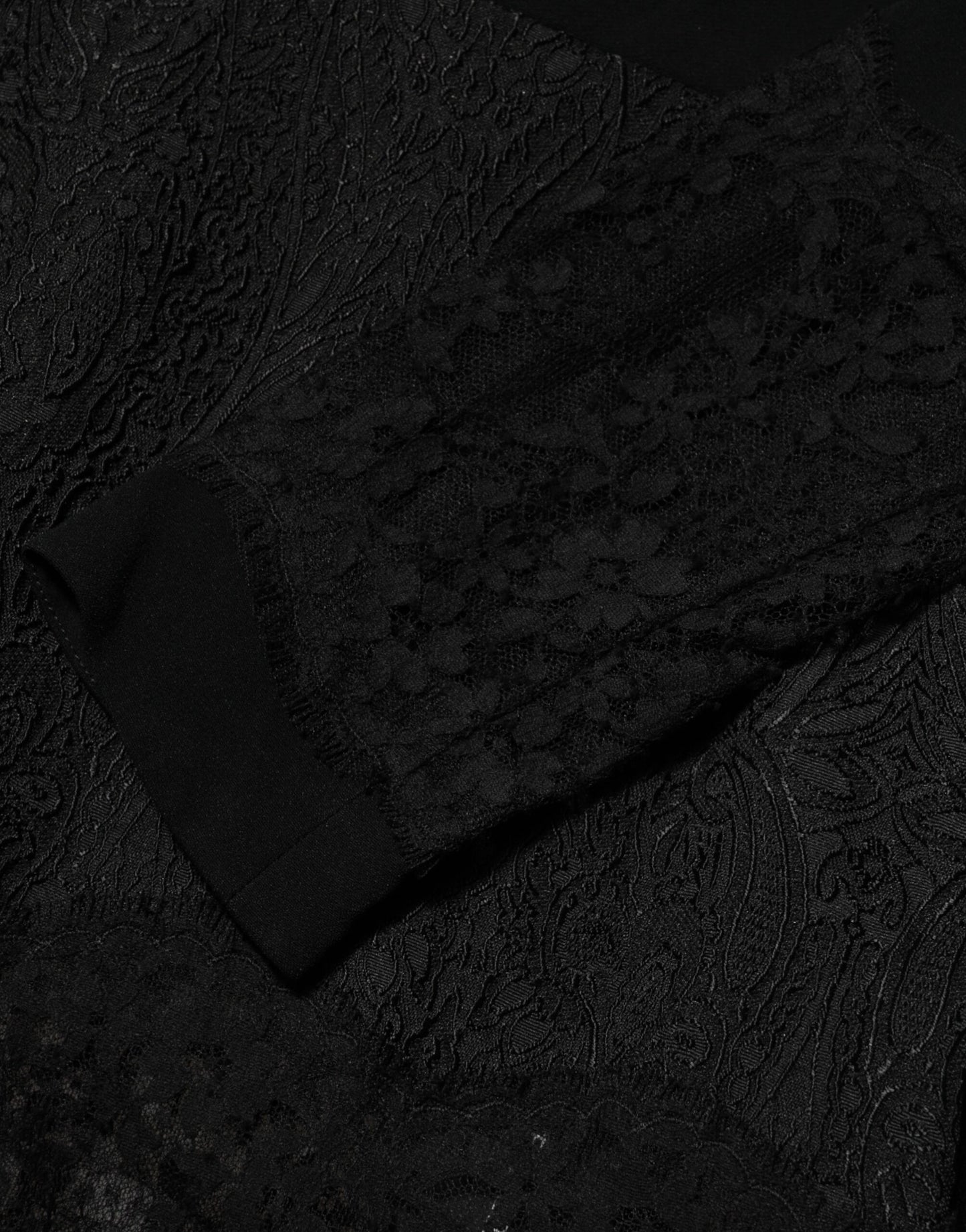 Dolce & Gabbana Black Floral Lace Trim Sheath A-line Dress