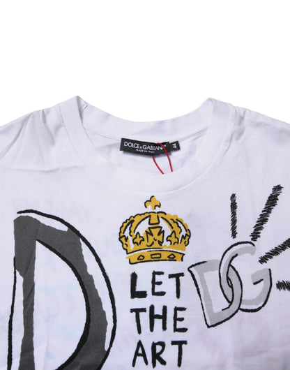 Dolce & Gabbana White Graphic Crew Neck Short Sleeves T-shirt
