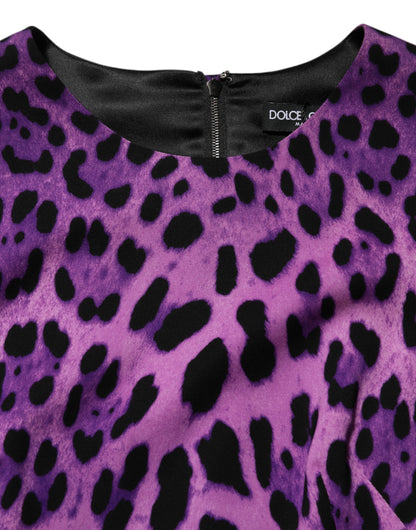 Dolce & Gabbana Violet Leopard Sheath Bodycon Mini Dress