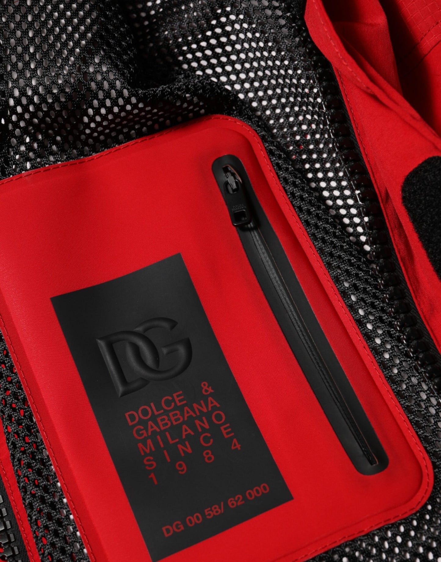 Dolce & Gabbana Red Nylon Hooded Men Full Zip Parka Jacket