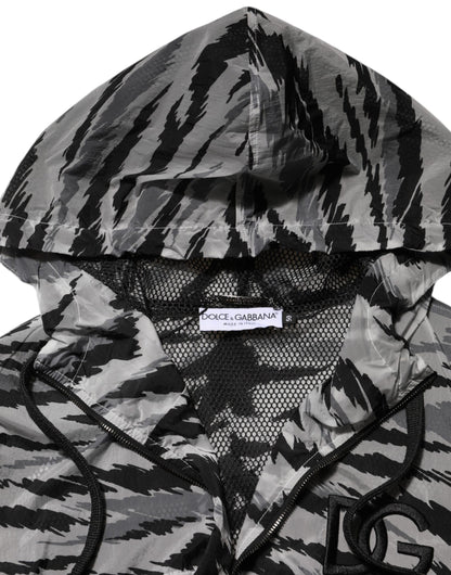 Dolce & Gabbana Gray Camouflage Hooded Sweatshirt Jacket