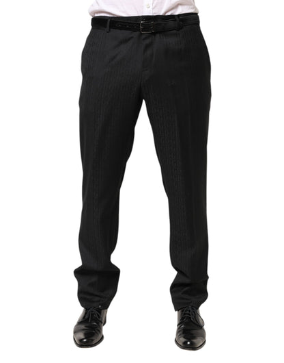 Dolce & Gabbana Black Wool Mid Waist Dress Men Trouser Pants