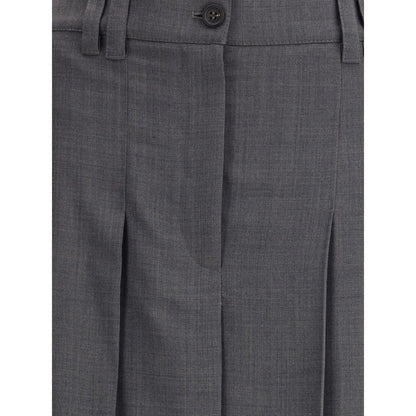 Brunello Cucinelli Pleated long Skirt in virgin wool techno gauze