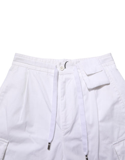 Dolce & Gabbana White Linen Straight Cargo Men Trouser Pants