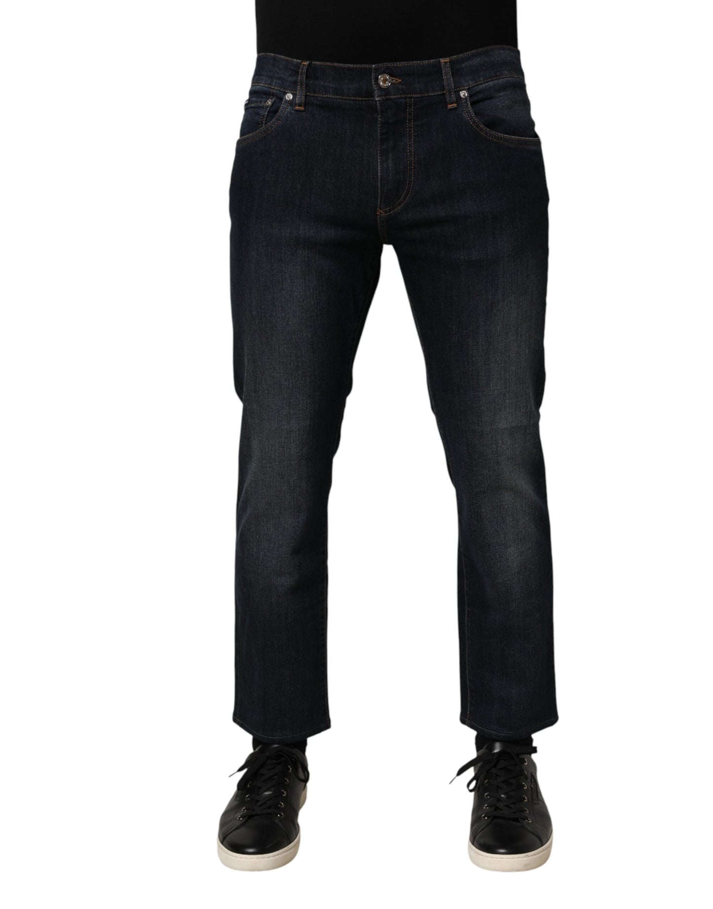 Dolce & Gabbana Dark Blue Cotton Skinny Men Denim Jeans