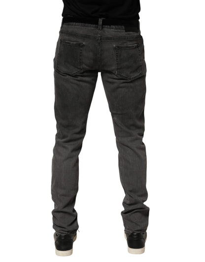 Dolce & Gabbana Dark Gray Cotton Skinny Men Denim Jeans