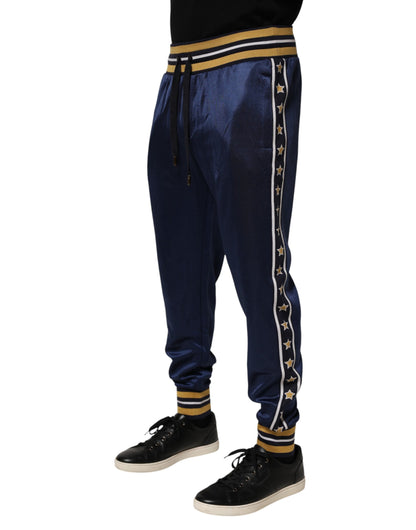 Dolce & Gabbana Blue Nylon Jogger Mid Waist Trouser Pants