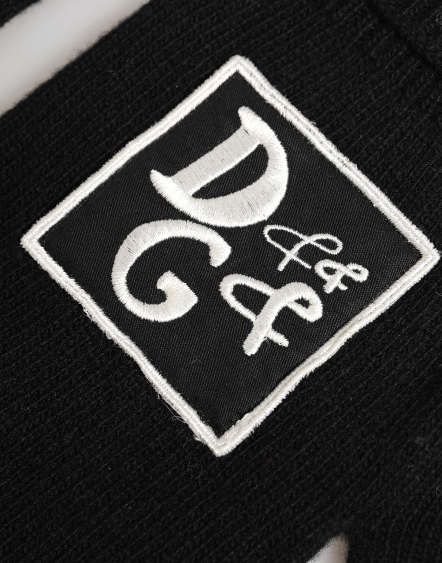 Dolce & Gabbana Black Virgin Wool Knit Hands Mitten Men Gloves