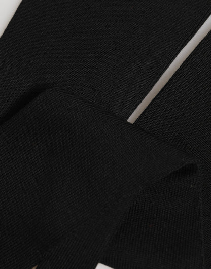 Dolce & Gabbana Black Virgin Wool Knitted Fingerless Men Gloves