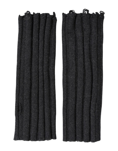 Dolce & Gabbana Black Virgin Wool Knitted Fingerless Gloves