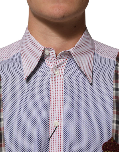 Dolce & Gabbana Multicolor Cotton Collared Checkered Shirt