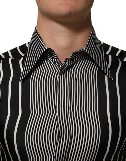Dolce & Gabbana Black White Stripes Men MARTINI Dress Shirt