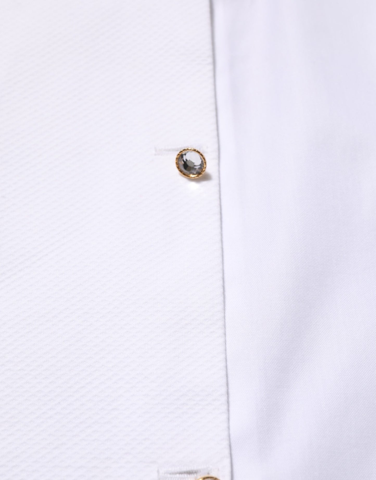 Dolce & Gabbana White Cotton Collared Bib GOLD Dress Shirt