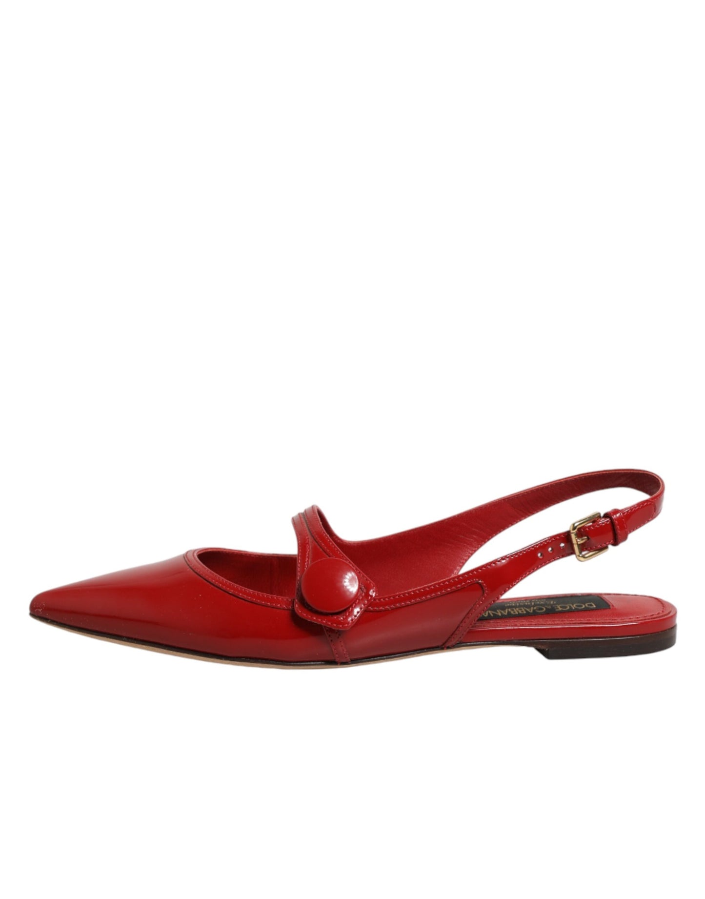 Dolce & Gabbana Red Leather Slingback Flats Sandals Shoes