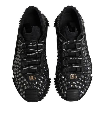 Dolce & Gabbana Shoes Black Embellished Low Top NS1 Sneakers Shoes