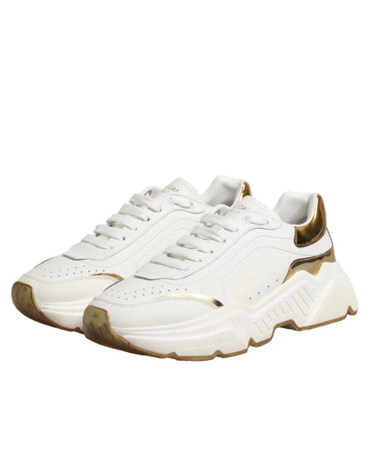 Dolce & Gabbana White Gold Daymaster Low Top Sneakers Shoes