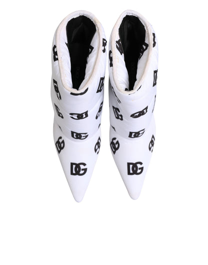 Dolce & Gabbana White DG Logo Heels Short Boots  Shoes