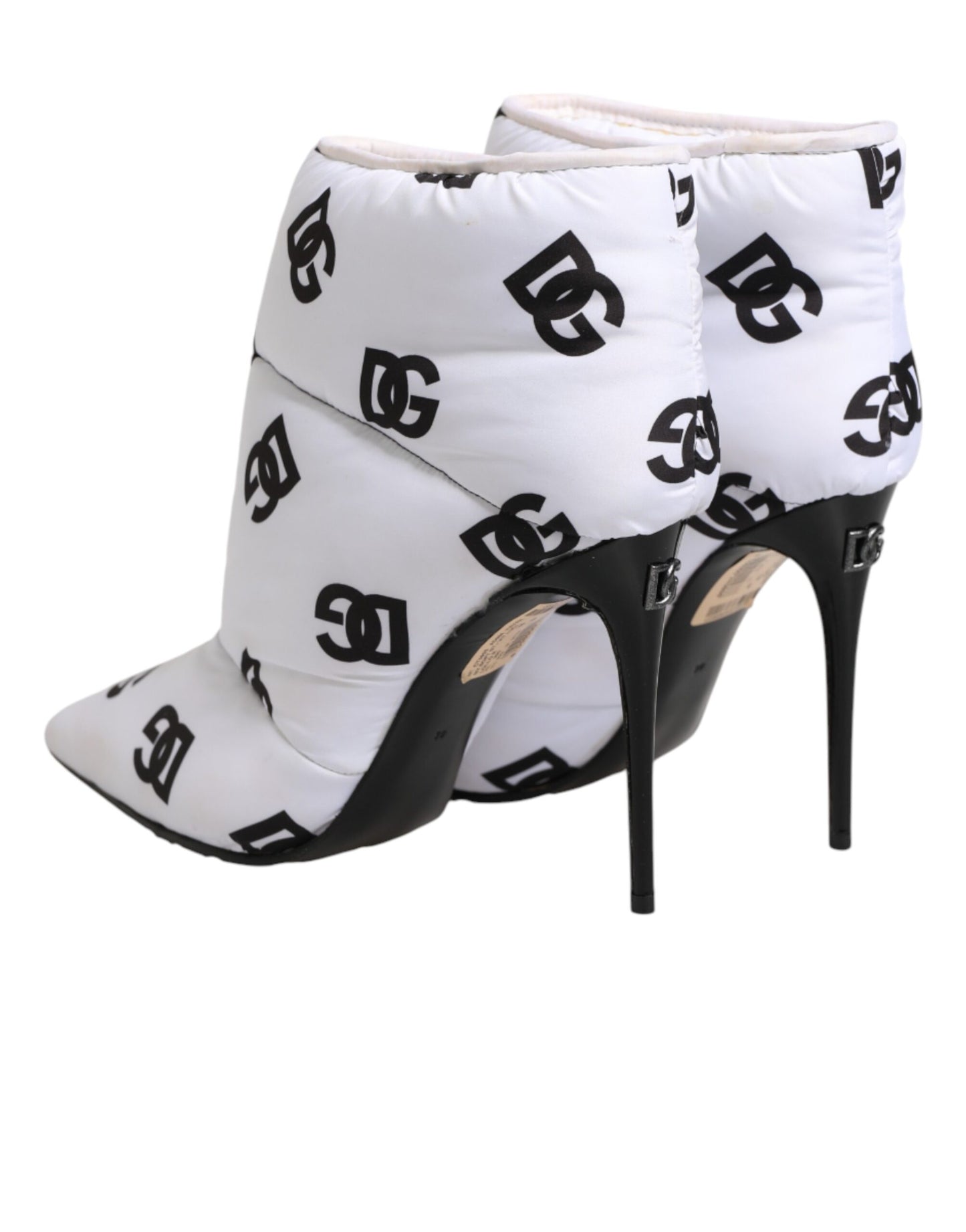 Dolce & Gabbana White DG Logo Heels Short Boots  Shoes