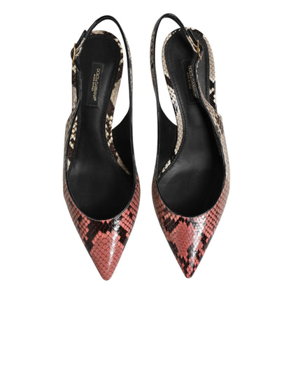 Dolce & Gabbana Multicolor Leather Heels Slingback  Shoes