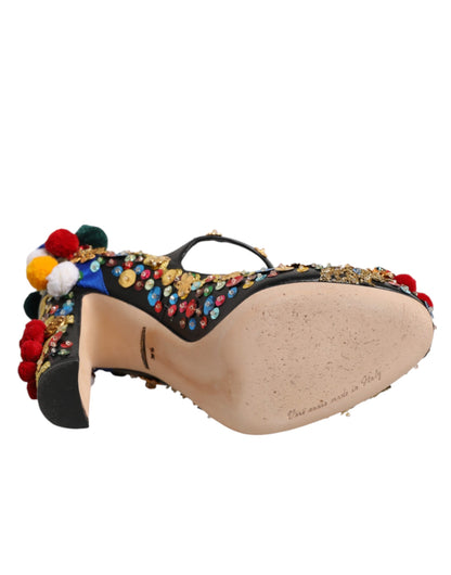 Dolce & Gabbana Black Gold Embellished MARY JANES Pumps  Shoes