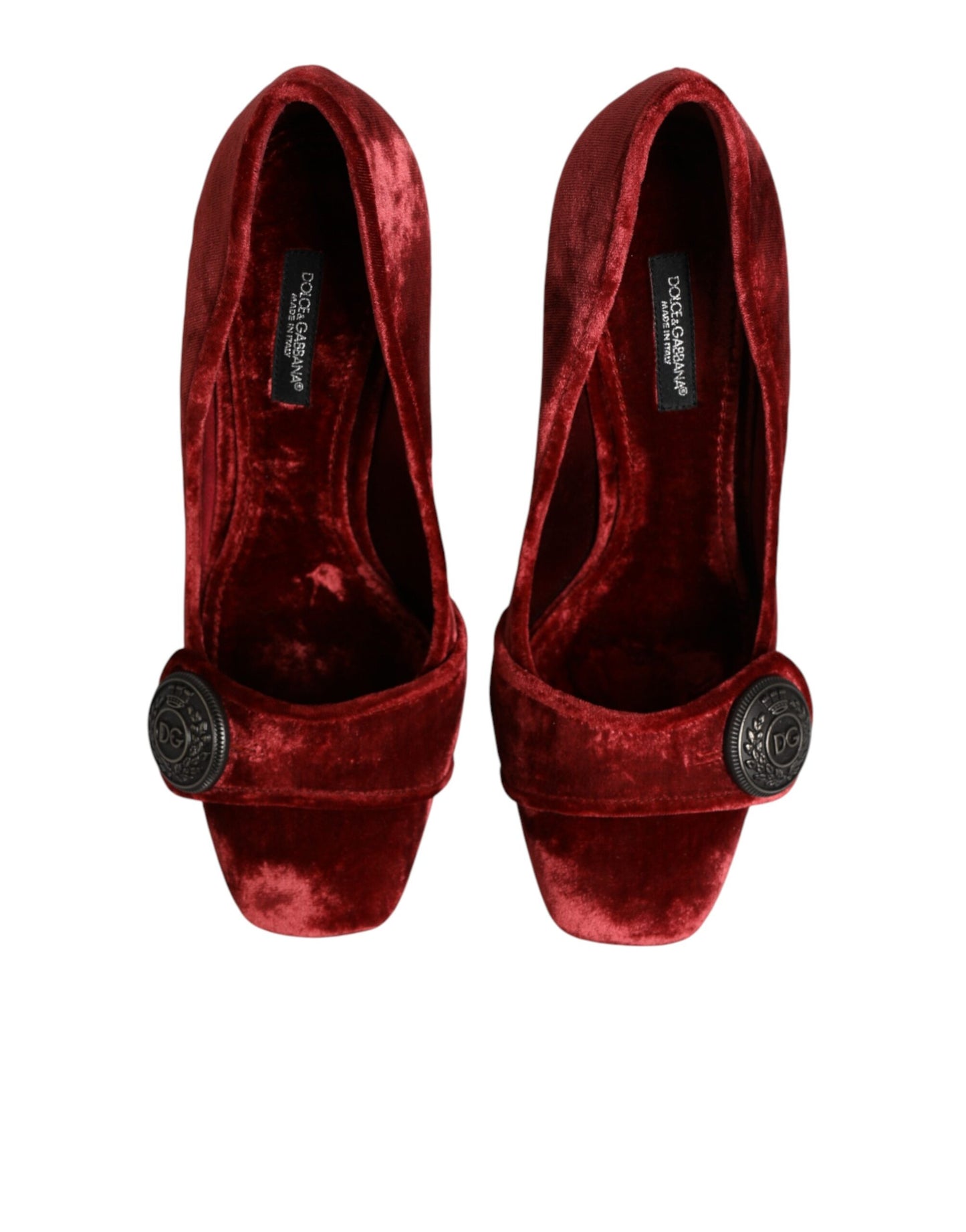 Dolce & Gabbana Red Velvet Embellished Heels Pumps  Shoes
