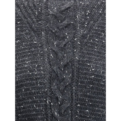 Max Mara cropped boxy Sweater in alpaca-blend yarn interwoven with metallic fibers